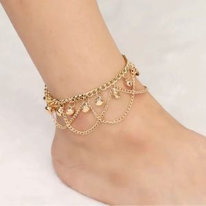 Womens Gold Bead Charm Chain Anklet Ankle Bracelet
